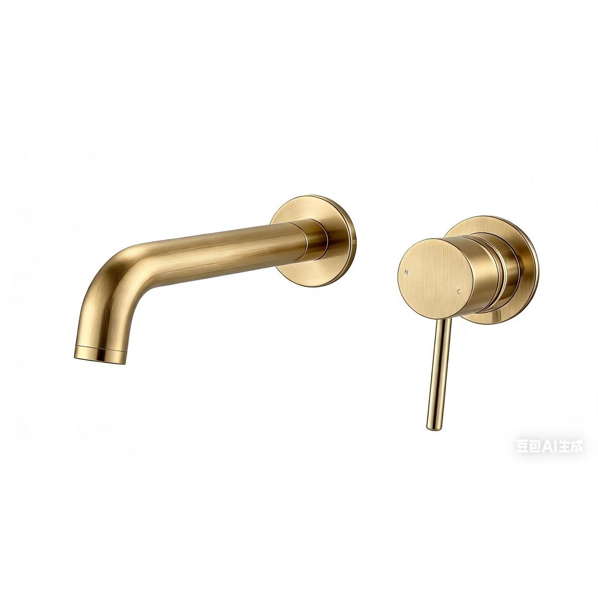 Brushed Brass Wall Mounted Basin Mixer Tap - Arissa image 1