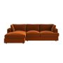 August Burnt Orange Velvet Left Hand 4 Seater Chaise Corner Sofa  image 1