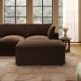 Large Chocolate Brown Velvet Footstool - August image 1