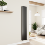 Eco Eleganza Midnight Black Vertical Flat Designer Aluminium Radiator 1800x300mm Double Panel 2928 BTU image 5
