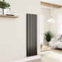 Eco Eleganza Midnight Black Vertical Flat Designer Aluminium Radiator 1600x450mm Double Panel 4049 BTU image 5