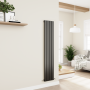 Eco Eleganza Midnight Black Vertical Flat Designer Aluminium Radiator 1600x300mm Single Panel 2036 BTU image 6