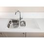 Abode Stria 1.5 Bowl Inset Stainless Steel Kitchen Sink with Nico Single Lever Chrome Tap Pack image 1