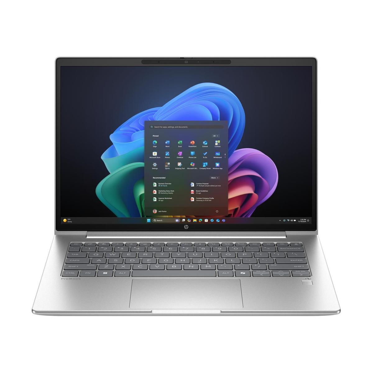 ProBook 4 G1q 14 inch Notebook Next Gen AI PC, 14&quot;, Windows 11 Pro, Qualcomm Snapdragon, 16GB RAM, 512GB SSD, WUXGA, Pike silver, Copilot+ PC image 1