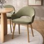 ONLY OPENED - Set of 2 Sage Green Velvet and Oak Dining Chairs - Colbie