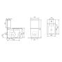 Close Coupled Rimless Closed Back Toilet with Soft Close Seat & Brushed Brass Push Button - Albi
