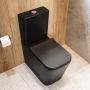 Matt Black Close Coupled Rimless Toilet with Soft Close Seat & Chrome Push Button image 1