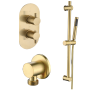 ONLY OPENED - Brushed Brass Single Outlet Thermostatic Mixer Shower Set with Hand Shower - Arissa image 1