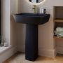 Matt Black Full Pedestal Basin with 1 Tap Hole 600mm - Atlanta image 1
