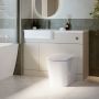 1100mm Beige Left Hand Toilet and Sink Unit with Square Toilet and Chrome Fittings - Bali image 1