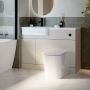 1100mm Beige Left Hand Toilet and Sink Unit with Square Toilet and Black Fittings - Bali image 1