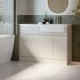 1100mm Beige Right Hand Toilet and Sink Unit with Chrome Fittings - Unit & Basin Only - Bali image 1