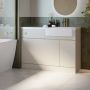 1100mm Beige Right Hand Toilet and Sink Unit with Brass Fittings - Unit & Basin Only - Bali image 1