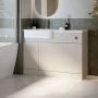 1100mm Beige Left Hand Toilet and Sink Unit with Chrome Fittings - Unit & Basin Only - Bali image 1
