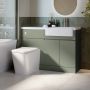 1100mm Green Right Hand Toilet and Sink Unit with Square Toilet and Chrome Fittings - Bali image 1