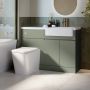 1100mm Green Right Hand Toilet and Sink Unit with Square Toilet and Brass Fittings - Bali image 1
