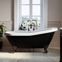 Black Freestanding Single Ended Roll Top Slipper Bath with Bronze Feet 1615 x 690mm - Park Royal image 1