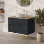 800mm Anthracite Wall Hung Countertop Vanity Unit with Oak Worktop and Basin - Morella image 1