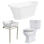 Traditional Freestanding Bath Suite with Toilet & Brass Wash Stand with Basin - Helmsley image 1