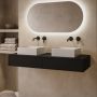 1200mm Black Wall Hung Countertop Vanity Unit with Square Basin - Lugo image 1