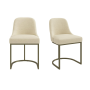 Set of 2 Beige Upholstered Dining Chairs with Brass Legs - Callie image 1