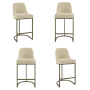 Set of 4 Beige Upholstered Kitchen Stools with Brass Legs - Callie image 1
