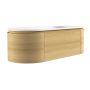 1400mm Oak Wood Effect Wall Hung Vanity Unit with Solid Surface Basin - Cali image 1