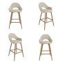 Set of 4 Oak and Beige Upholstered Kitchen Stools with Back - Colbie image 1