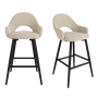 Set of 2 Black and Beige Upholstered Kitchen Stools with Back - Colbie image 1
