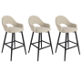 Set of 3 Black and Beige Upholstered Kitchen Stools with Back - Colbie image 1