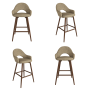 Set of 4 Walnut and Beige Faux Leather Kitchen Stools with Back - Colbie image 1