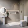 1400 x 800mm Brass Walk in Shower Enclosure Suite with Ashford Toilet and Basin image 1