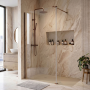 1000mm Brushed Bronze Shower Screen for Wet Room & Walk In Shower with 300mm Hinged Flipper Panel - Corvus image 1