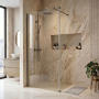 700mm Nickel Shower Screen for Wet Room & Walk In Shower with 300mm Hinged Flipper Panel - Corvus image 1