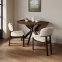 Round Walnut Drop Leaf Dining Table Set with 4 Cream Upholstered Chairs - Seats 2 - Carson image 1