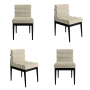 Set of 4 Black and Beige Ribbed Upholstered Dining Chairs - Freja image 1