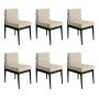 Set of 6 Black and Beige Ribbed Upholstered Dining Chairs - Freja image 1