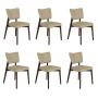 Set of 6 Beige Faux Leather Dining Chairs with Walnut Legs - Greta image 1