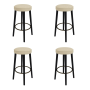 Set of 4 Beige Upholstered Kitchen Counter Stools with Black Legs - Gatsby image 1