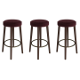 Set of 3 Burgundy Velvet Kitchen Counter Stools with Walnut Legs - Gatsby image 1