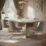 Large Rectangular Beige Marble Effect Extendable Dining Table Set with 6 Mink Velvet Chairs - Seats 6 - Geneva image 1