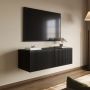 Multifunctional Small Black Ribbed Floating TV Stand - TV's up to 55" - Hazel image 1