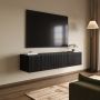 Multifunctional Black Ribbed Floating TV Stand - TV's up to 75" - Hazel image 1