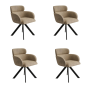 Set of 4 Beige Faux Leather Curved Swivel Dining Chairs - Isla image 1