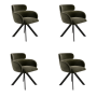 Set of 4 Green Velvet Curved Swivel Dining Chairs - Isla image 1