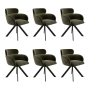 Set of 6 Green Velvet Curved Swivel Dining Chairs - Isla image 1