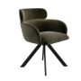 Set of 2 Green Velvet Curved Swivel Dining Chairs - Isla image 1