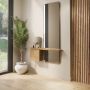 GRADE A2 - Slim & Narrow Oak Floating Console Table with Mirror & Storage - Izzi
