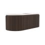 1200mm Walnut Wood Effect Fluted Wall Hung Vanity Unit with Solid Surface Basin - Kobe image 1