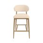 ALMOST PERFECT - Cream Upholstered Curved Kitchen Stool with Limewash Solid Oak Exposed Back - Kori image 1